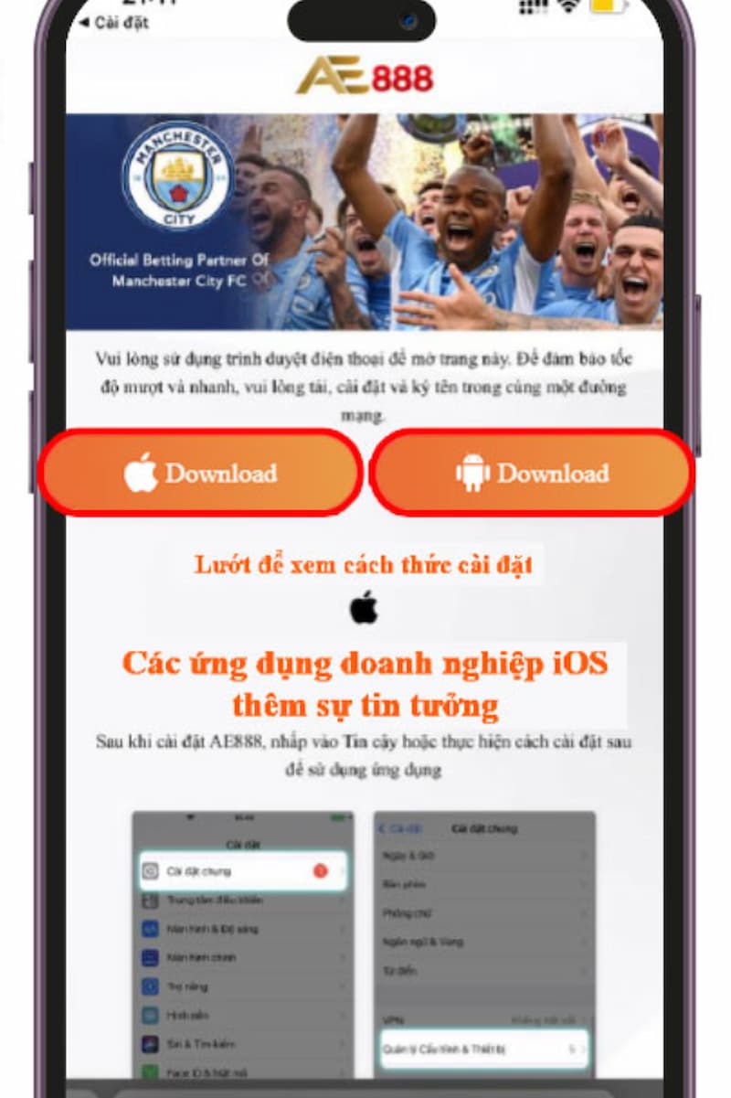 Tải app AE888 về thiết bị iOS nhanh chóng cho thành viên
